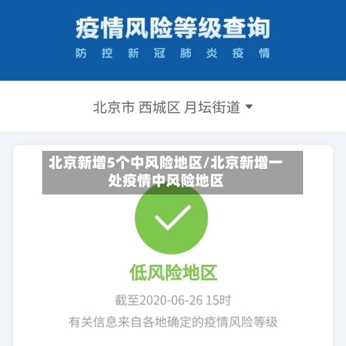 北京新增5个中风险地区/北京新增一处疫情中风险地区