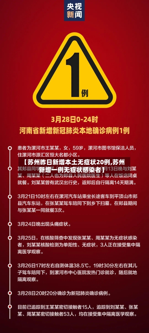 【苏州昨日新增本土无症状20例,苏州新增一例无症状感染者】
