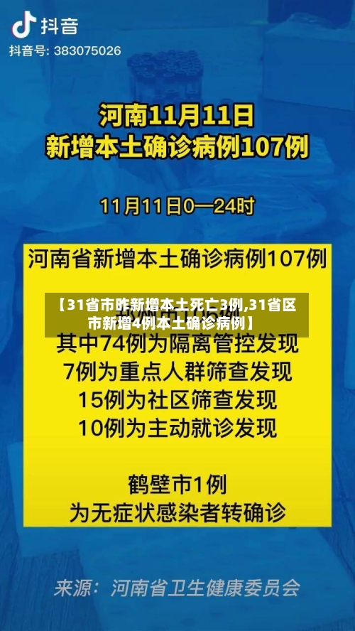 【31省市昨新增本土死亡3例,31省区市新增4例本土确诊病例】