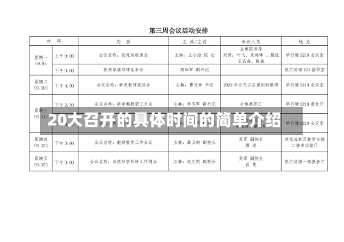 20大召开的具体时间的简单介绍